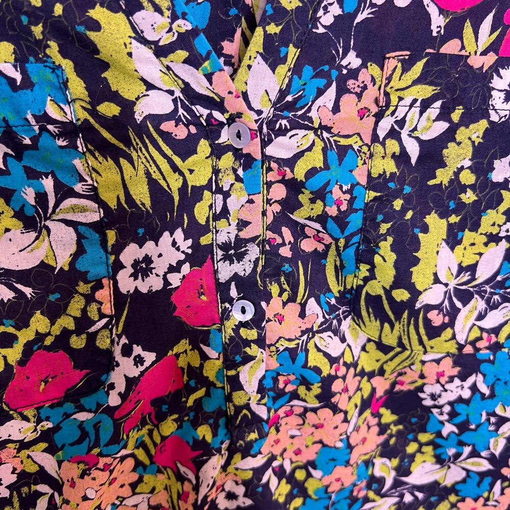 Zara Basic Floral Cotton V-neck Blouse Small - Picture 6 of 10